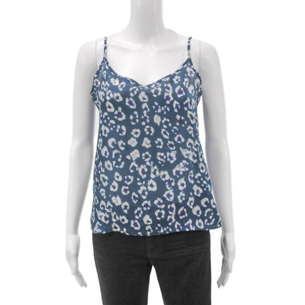 Humanoid Womens Silk Animal Print V-Neck Tank Sleeveless Multicolor Size XS